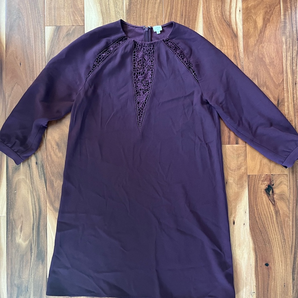 Wilfred Burgundy Dress with sheer Lace Detail